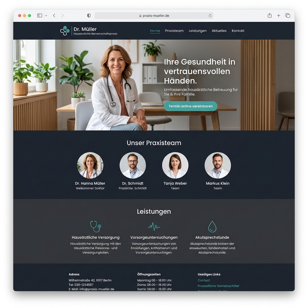 Praxis Website Mockup mit mobiler Ansicht
