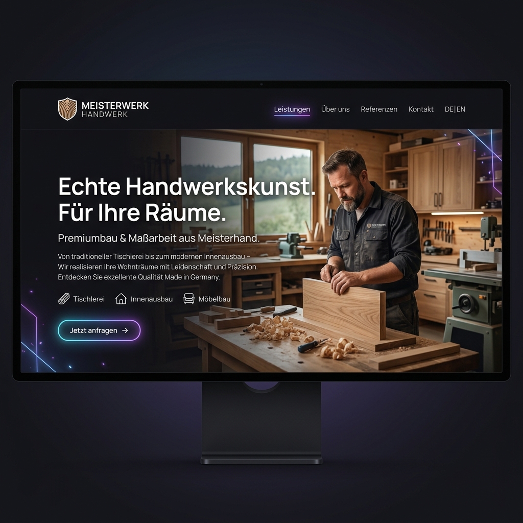 Website Mockup fuer Dachdecker