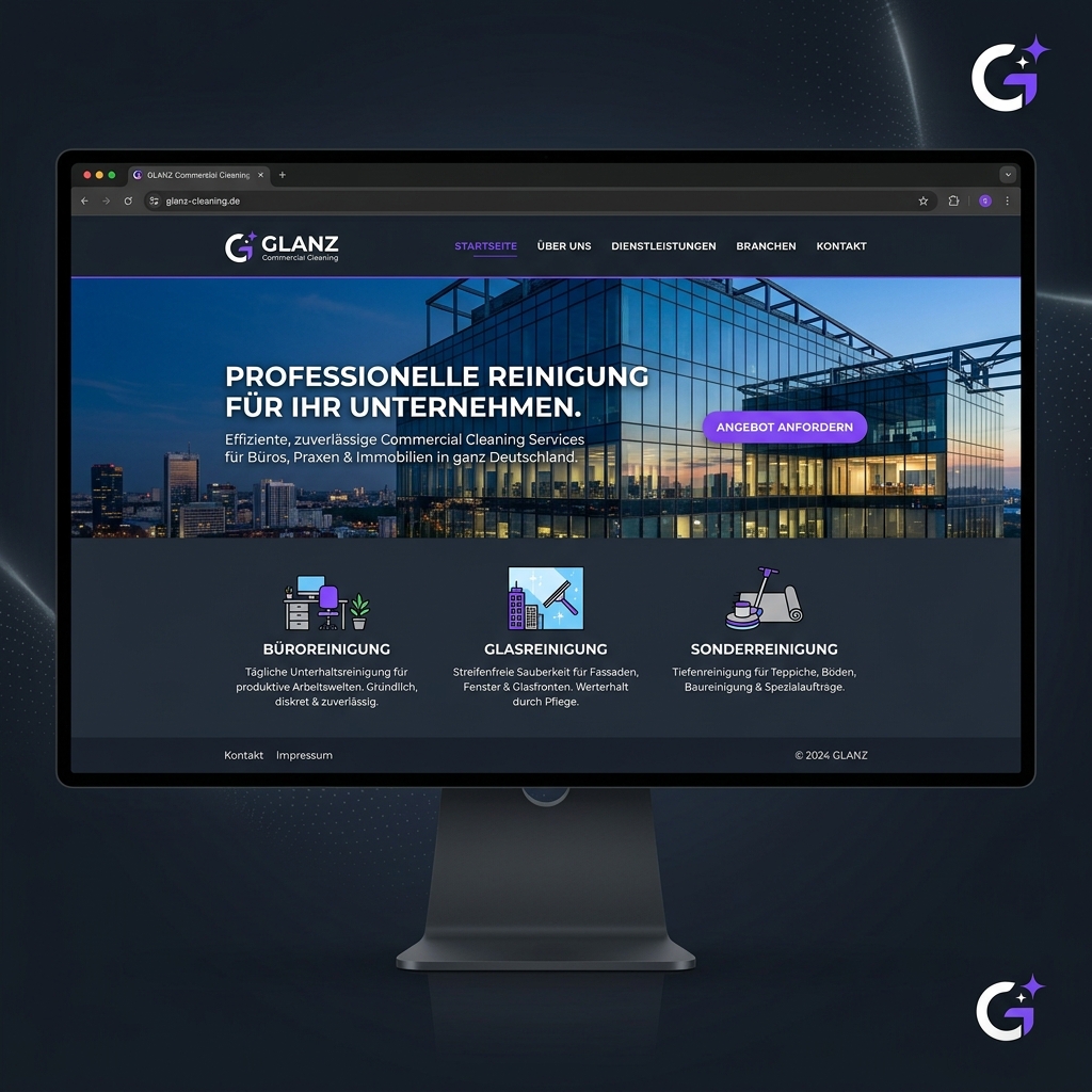 Website Mockup für eine Reinigungsfirma